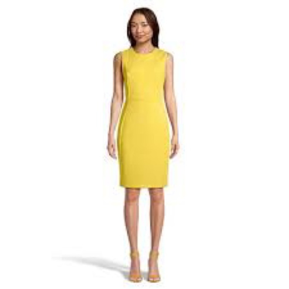 Calvin Klein Elegant Yellow Sleeveless Dress